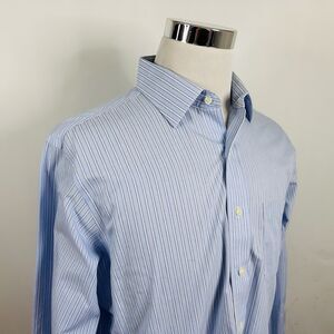 Brooks Brothers 16.5 34 Regent Non Iron Dress Shirt Blue White Striped Cotton